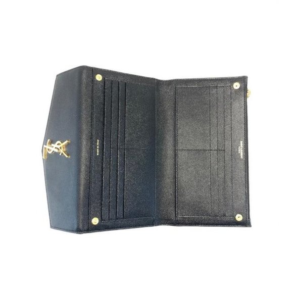 SAINT LAURENT Black Large Uptown Ysl Monogram Leather Wallet - Picture 7 of 10